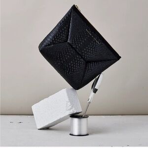 NWT Ampersand as Apostrophe Leather Python Textured Clutch Bag in Black